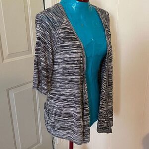 New Directions Boho Short Sleeve Open Front Cardigan Women Size L